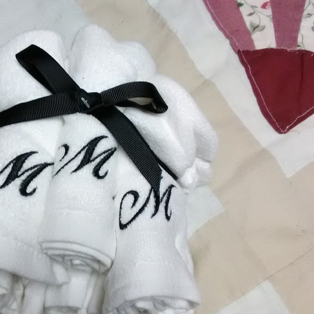 Six New M monagramed Guest/ Hand Towels